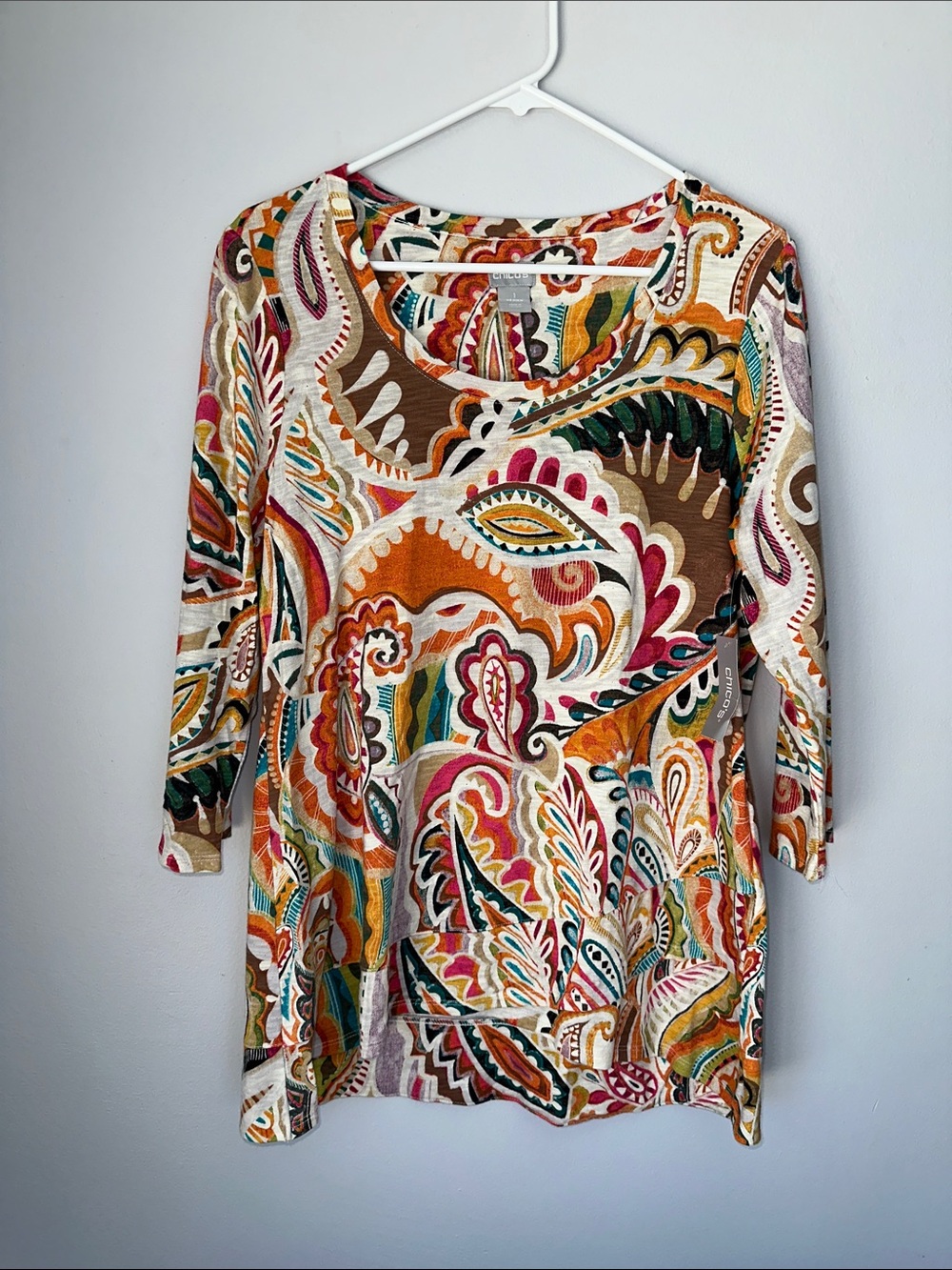 Chico's Multicolor Paisley Scoop Neck Tunic Blouse